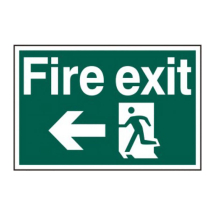 200 x 300mm FIRE EXIT RUNNING MAN ARROW LEFT - PVC 200 x 300mm FIRE EXIT RUNNING MAN ARROW LEFT - PVC